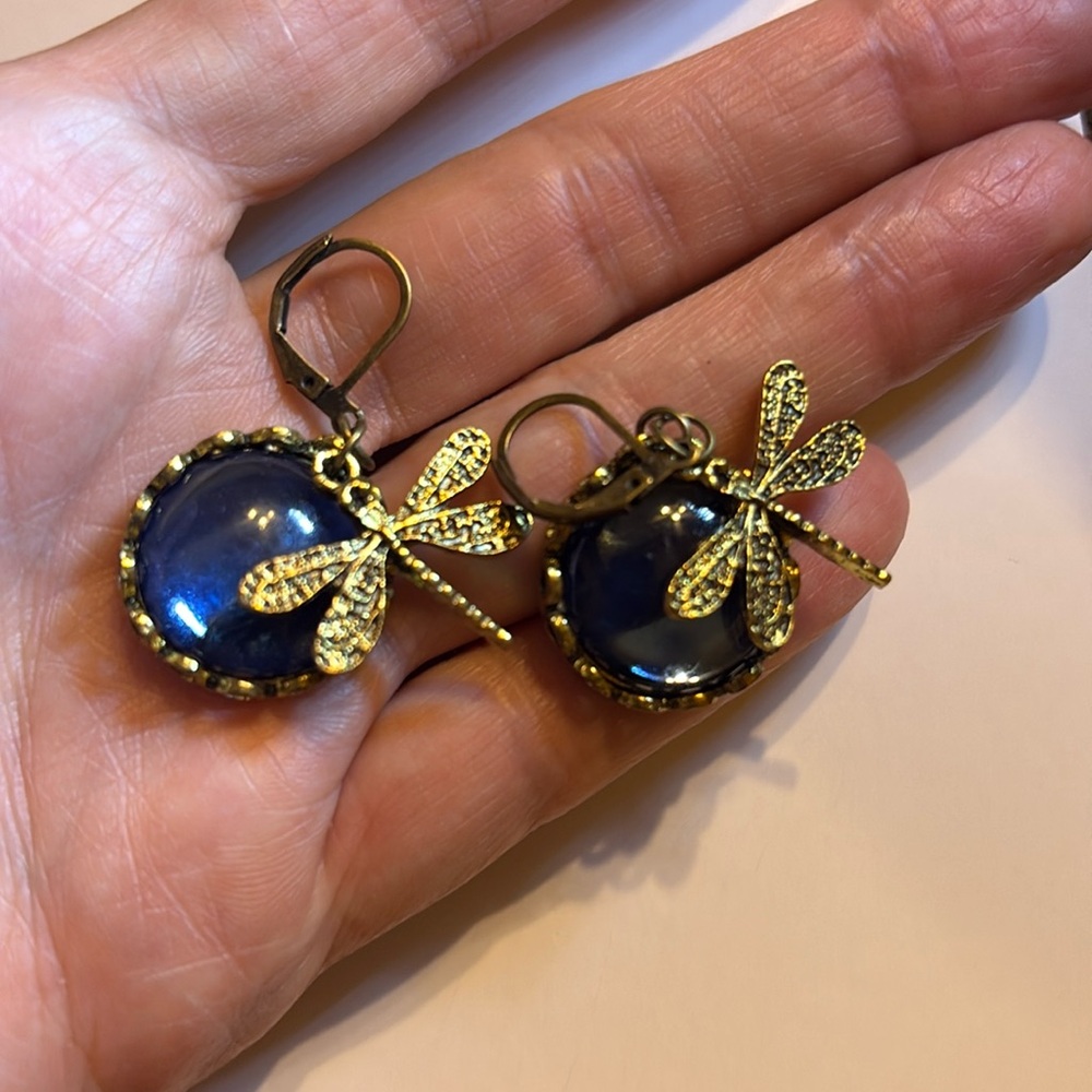 Antique Colored Dragonfly Earrings